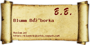 Blumm Bíborka névjegykártya